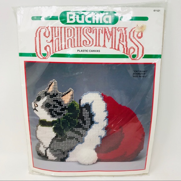 BUCILLA Christmas CAT IN HAT Doorstop Crewel Kit - Picture 1 of 4